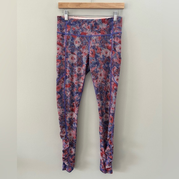 Lululemon Circa 2016 Speed Light Checker Blooms Full Length Zipper Back Leggings - Picture 6 of 7